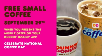 Dunkin Donuts To Celebrate National Coffee Day With Free Coffee Offer