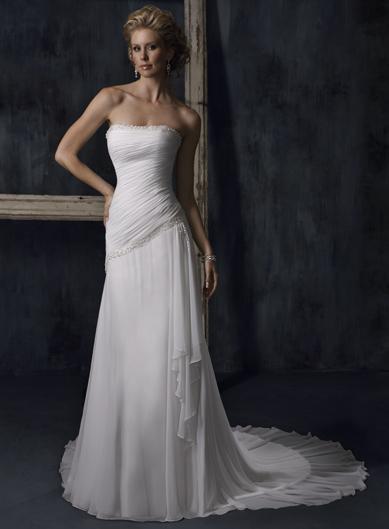 Strapless Column/Sheath Style Wedding Dress with Beading Sashes ...