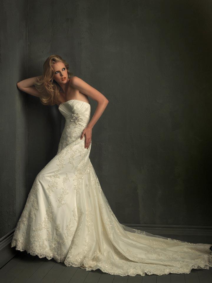 Sexy Strapless A line  Silhouette  Formal 2011 Wedding  Dress  