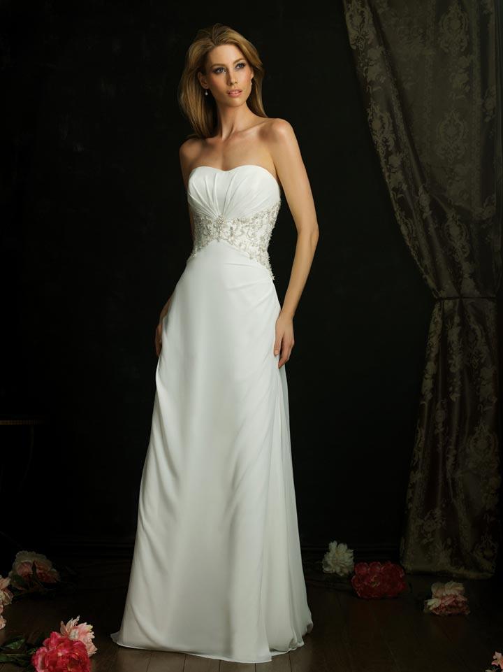 Ivory Strapless Chiffon Sheath Silhouette Designer simple Wedding Dress