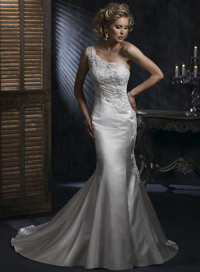 One Shoulder Trumpet Wedding Dress 2