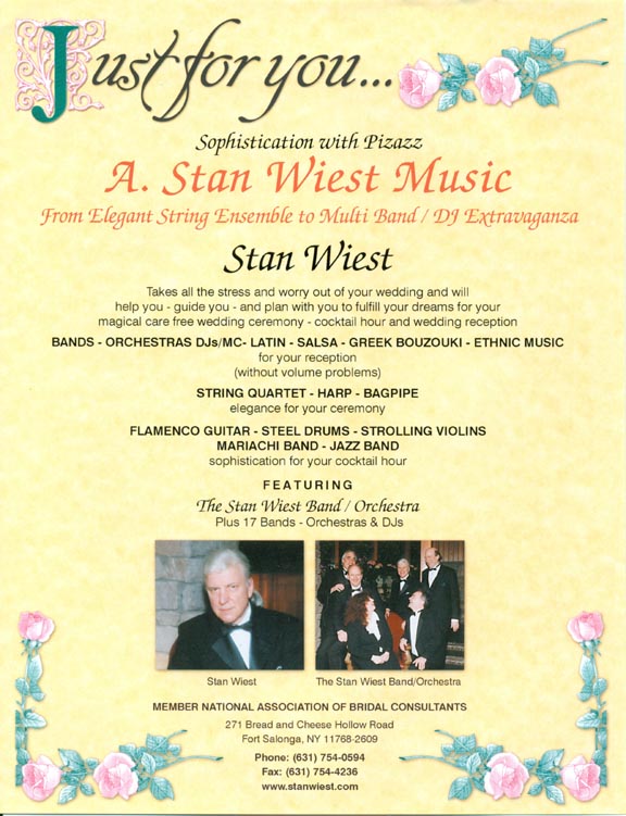 Long Island Wedding Bridal Showcase Feb 17 Sunday Stan Wiest Music