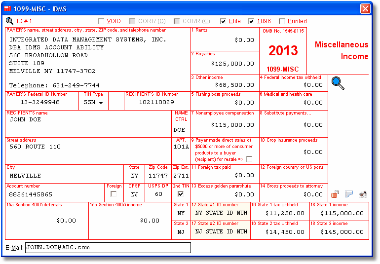 1099 form publication User Interface (www.IDMSInc.com/1099MISC.php) MISC 1099