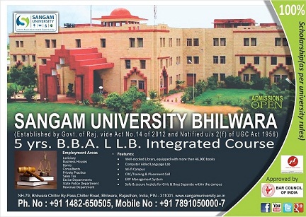 Sangam University Offers First Time In Bhilwara Rajasthan 5 Year ...