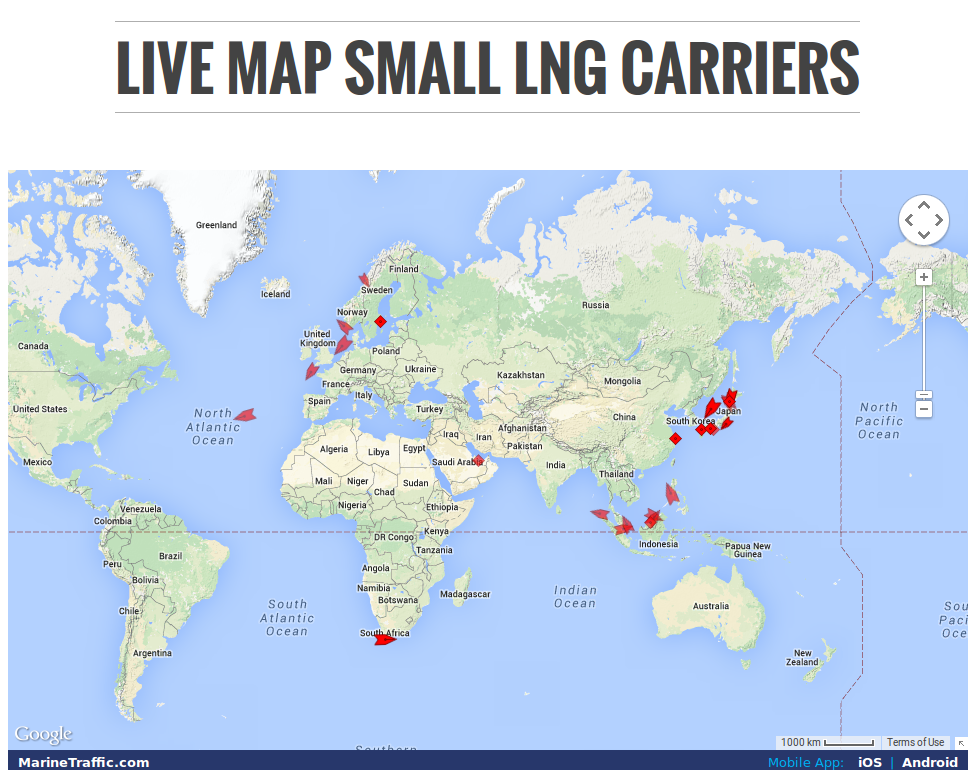 Live Map Of Small Scale LNG Ships In The World Small