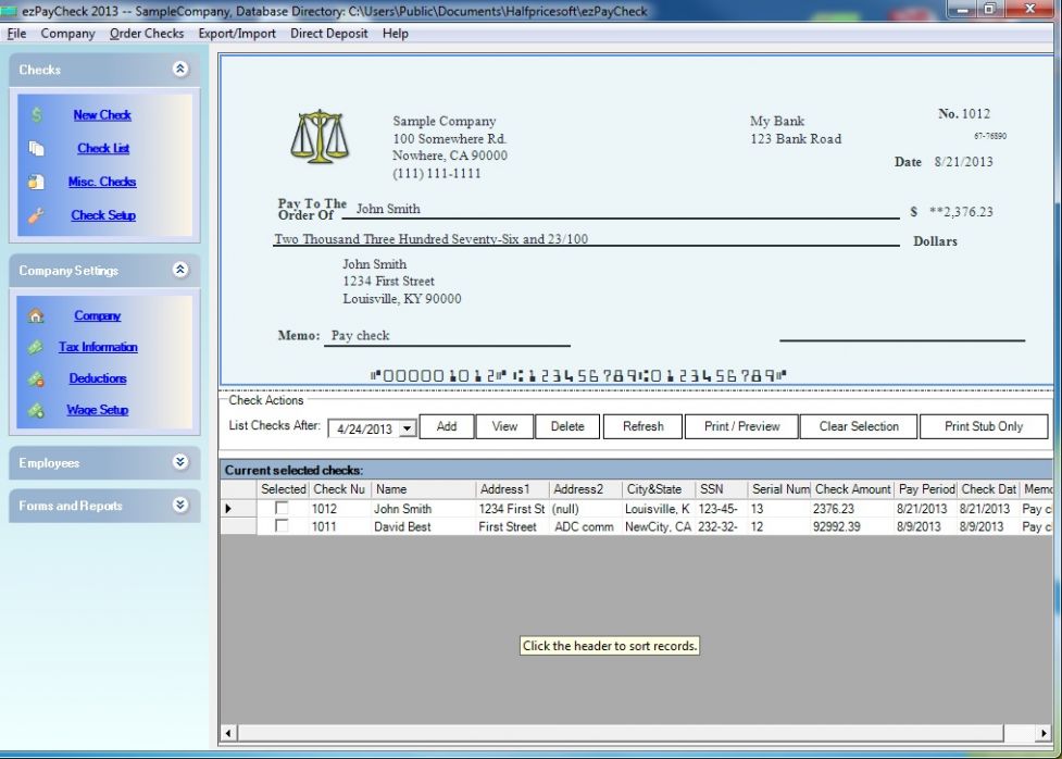 New check. Small Business программы. Check order.