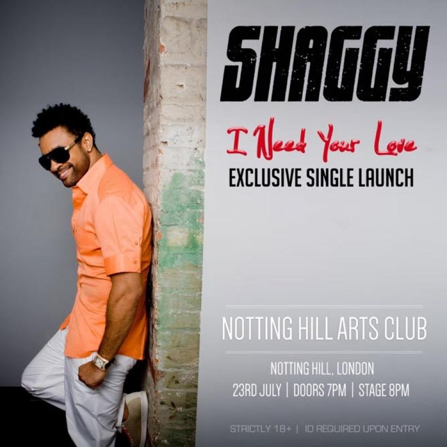 International Star Shaggy new single launch Notting Hill Arts Club