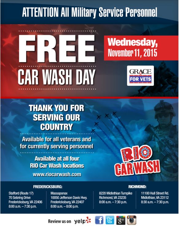Rio Charity Car Wash Offers Free Car Washes to Veterans on Veterans Day