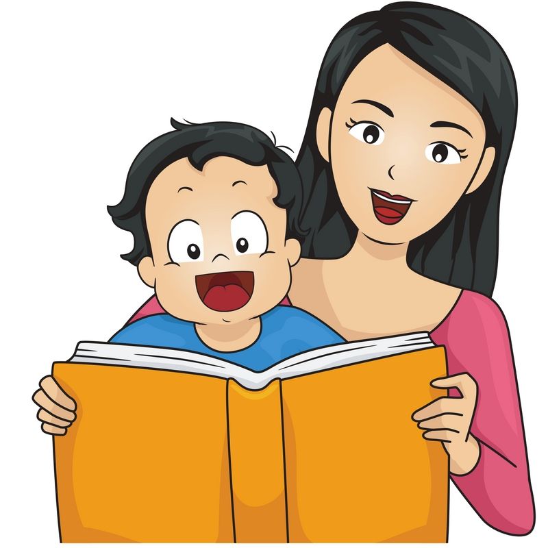 Parents reading book illustration.