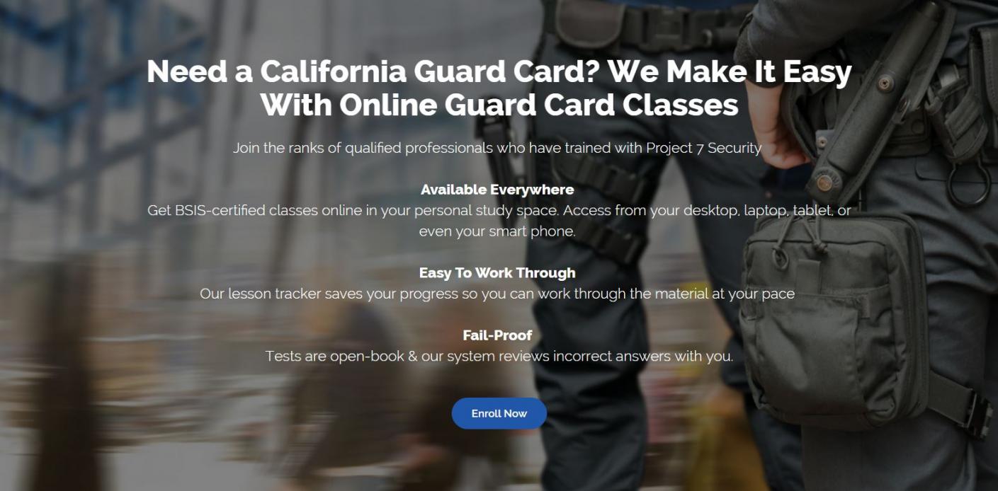 Online California Guard Card Training Service -- Project 7 Security Group | PRLog