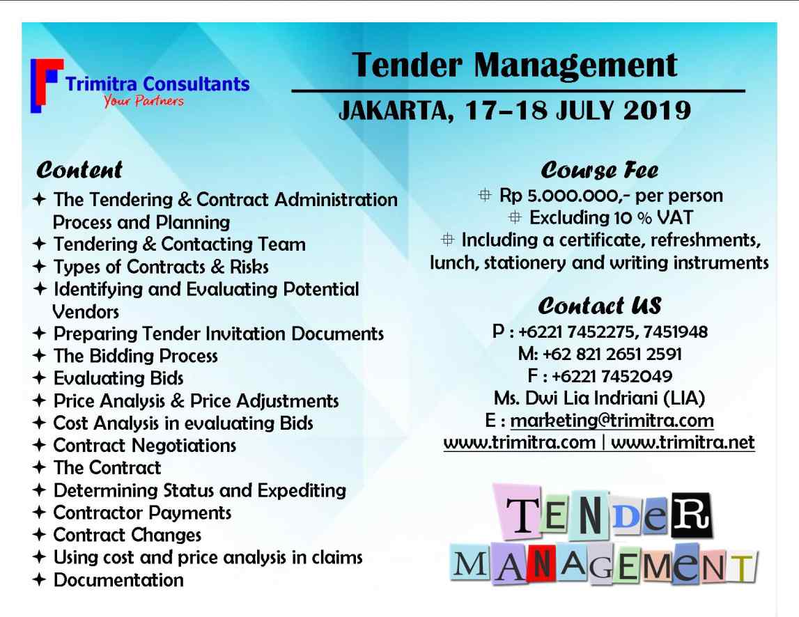 tender manager cv