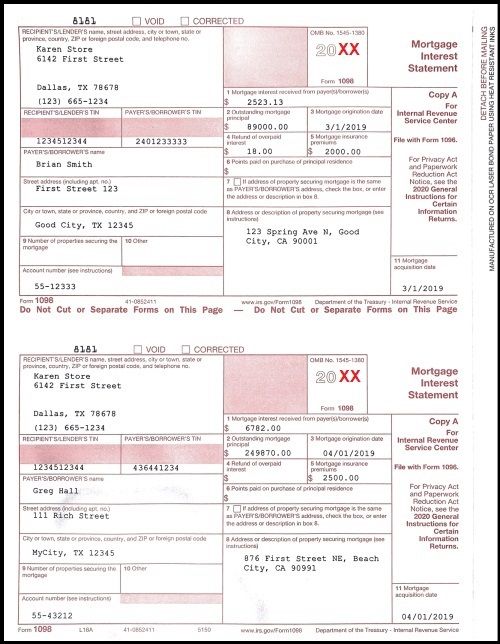 Ez1099 Makes It Easy to File Tax Form 1098 Mortgage Interest Statement ...